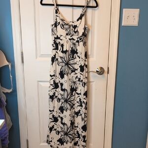 Ann Taylor Floral Black and White Maxi Dress